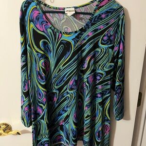 Collections Etc Vibrant Multicolor Swirl Dress large.